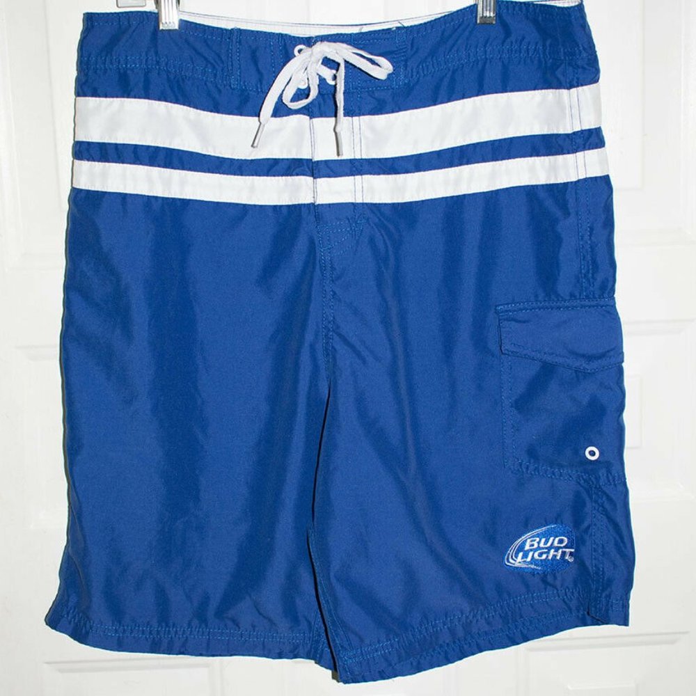 Vintage Bud Light Board Shorts Men's Size L Blue W